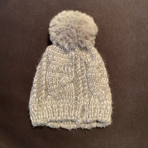 Lauren Conrad Beanie Cable Knit with Pompon - Gray with Silver Metallic - Picture 3 of 7